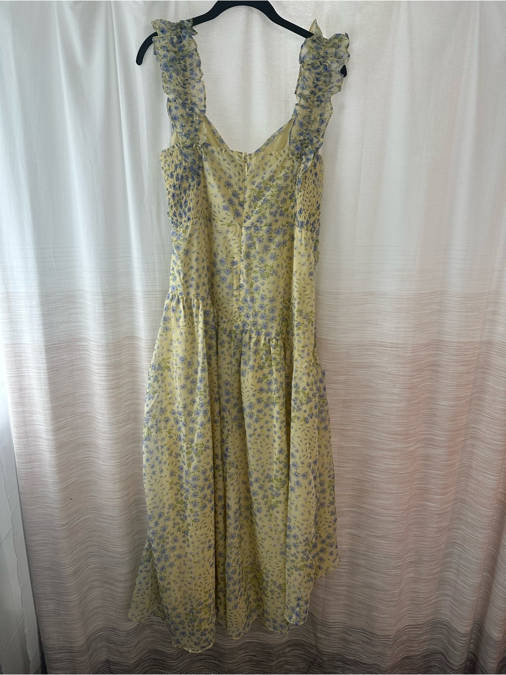 Abercrombie & Fitch Garden Party Yellow Floral Ruffle High-Low Dress Size L - Picture 9 of 11